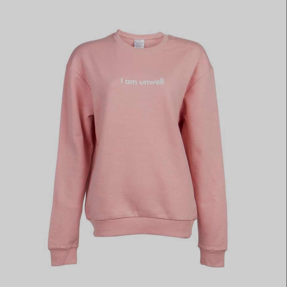 BARSTOOL "I AM UNWELL" baby pink long sleeve crew